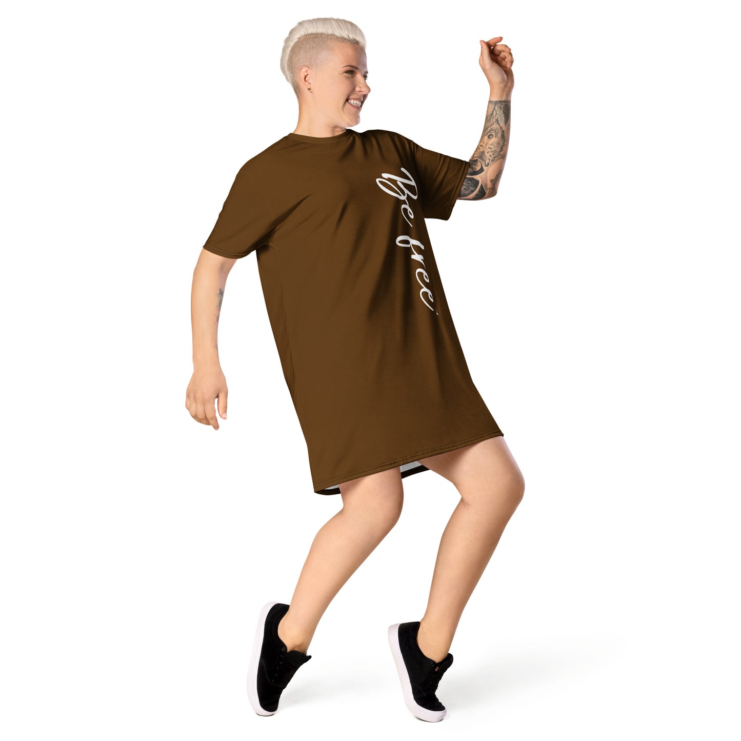 Be free T-shirt dress (Brown)