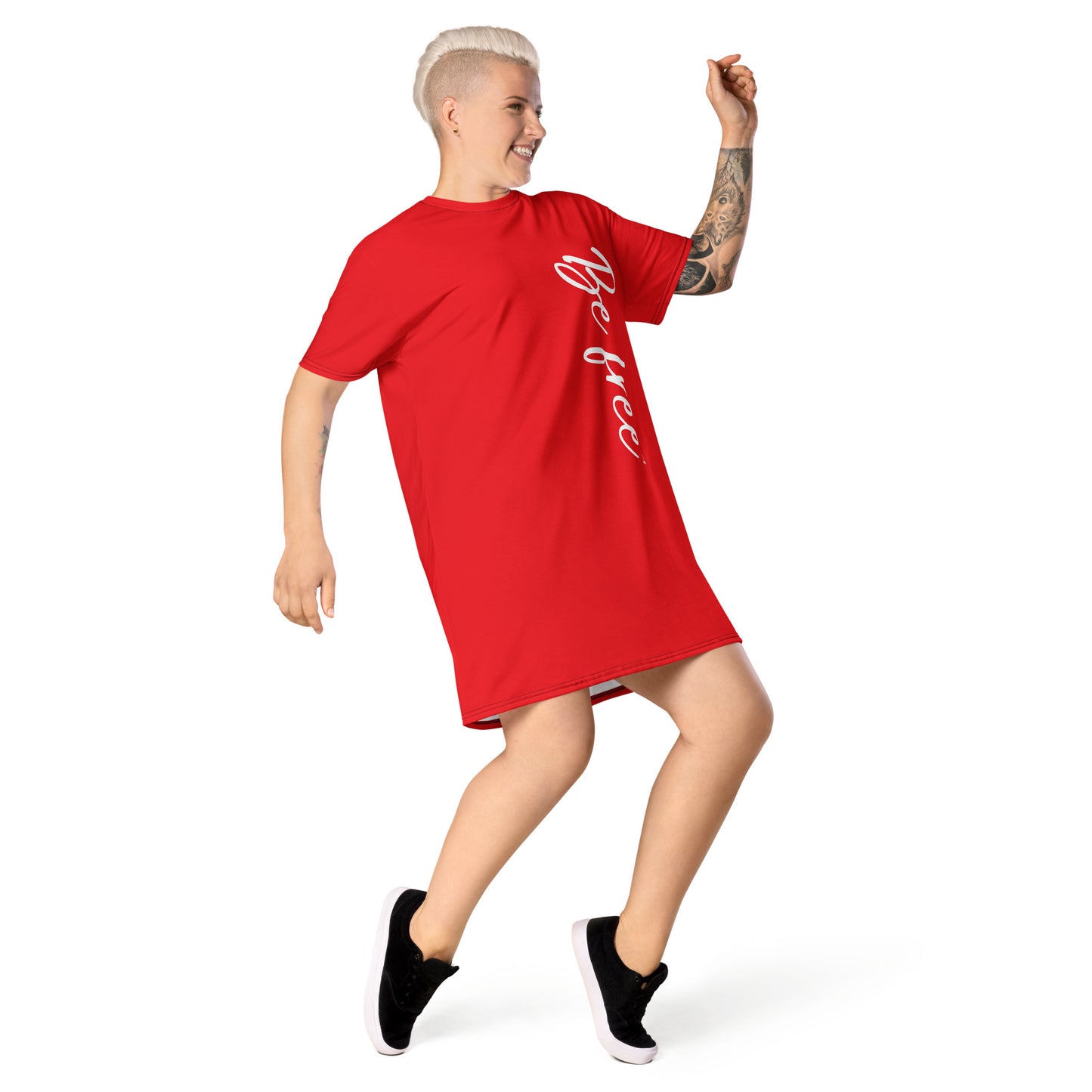 Be free T-shirt dress (Red)