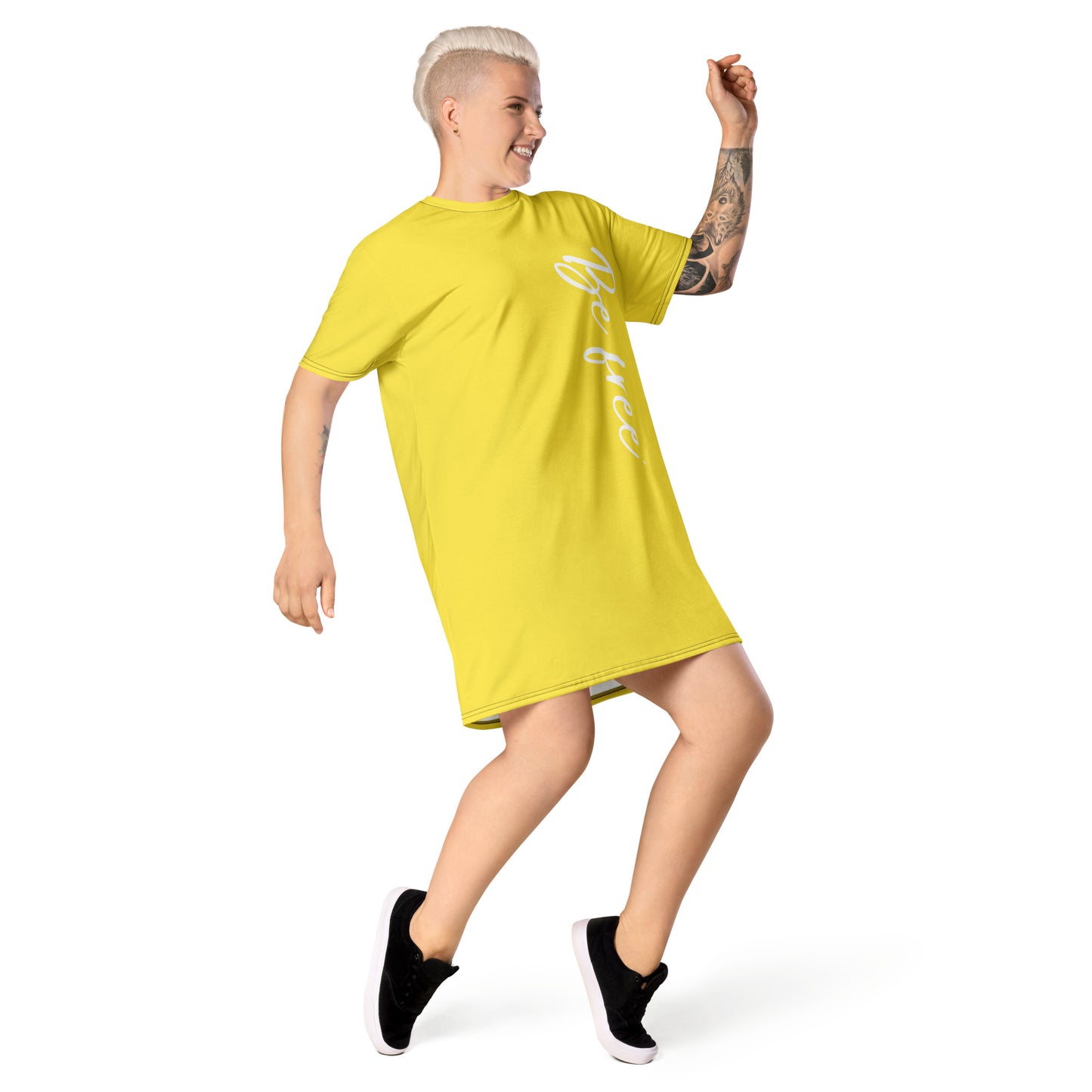 Be free T-shirt dress (yellow)