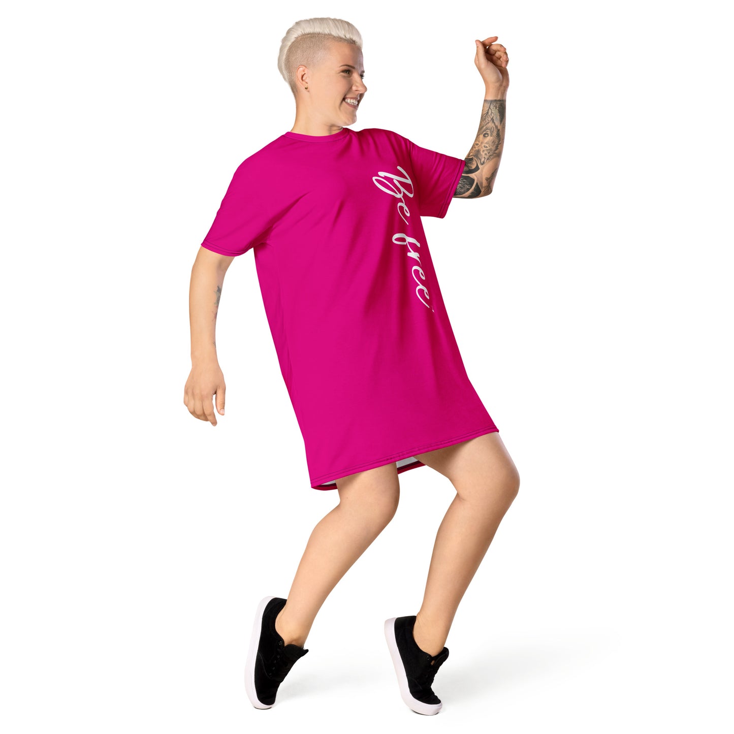 Be free T-shirt dress (hot pink)