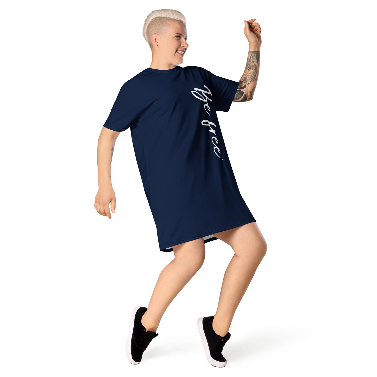 Be free T-shirt dress (Navy)