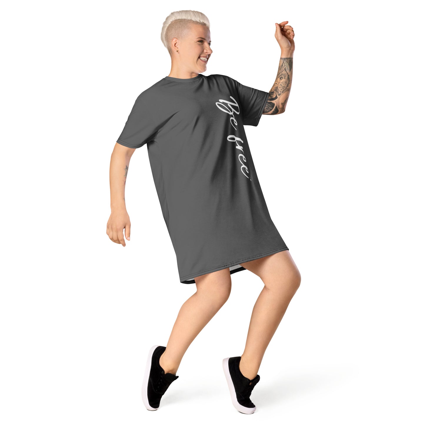 Be free T-shirt dress (gray)