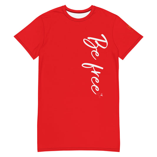 Be free T-shirt dress (Red)