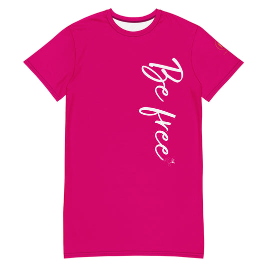 Be free T-shirt dress (hot pink)